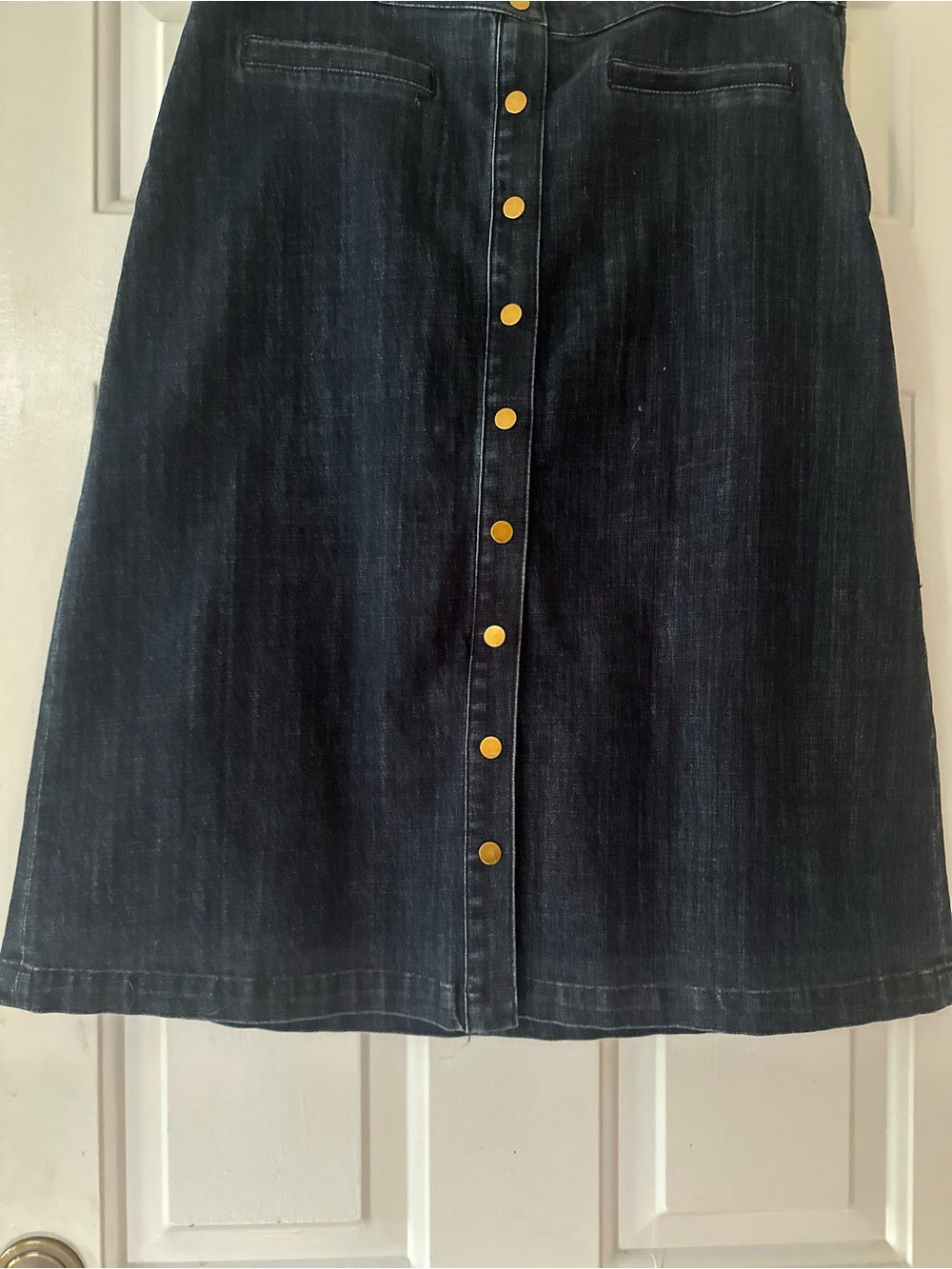 Talbots Button Front Dark Wash Denim Skirt A Line Midi Size 14 - Picture 5 of 12